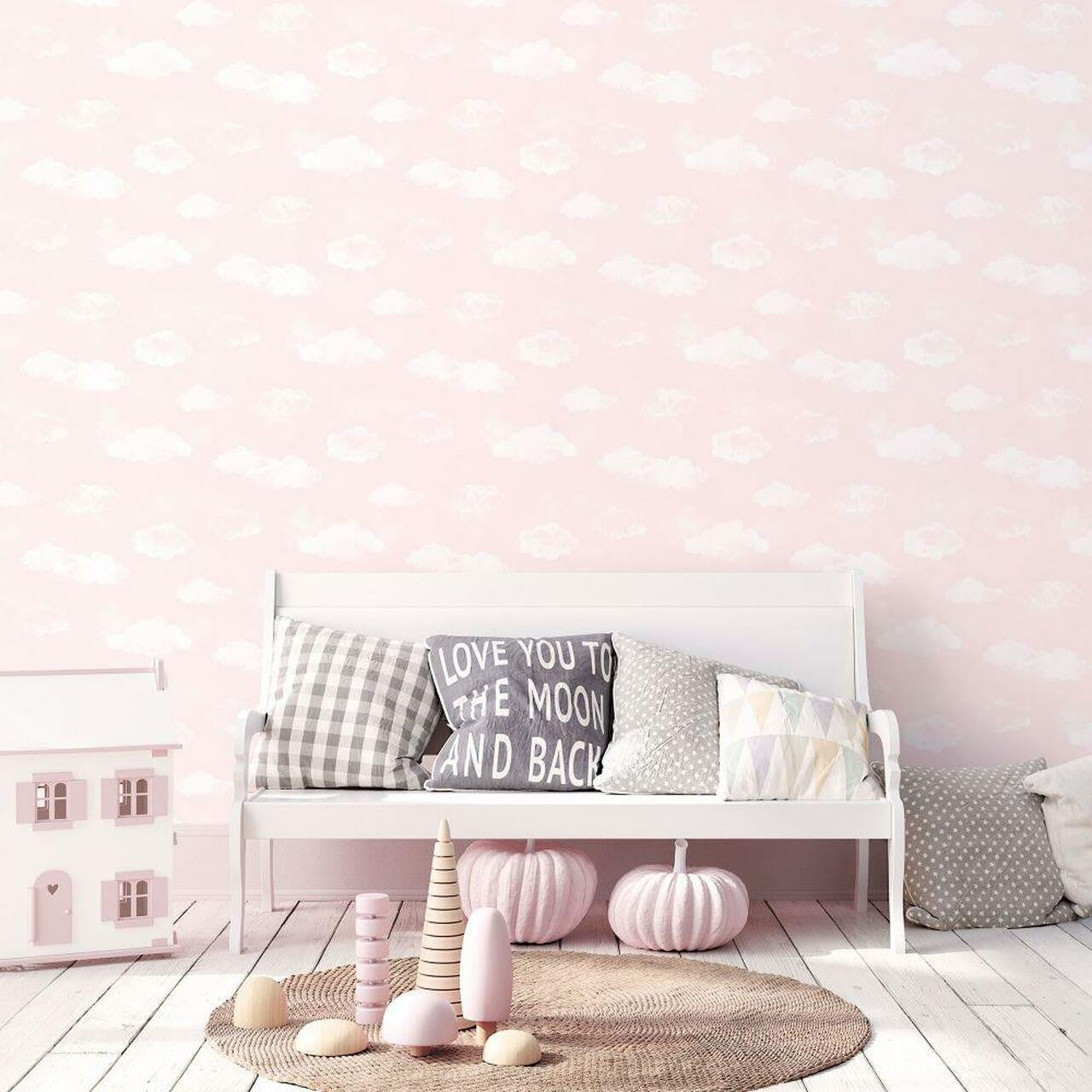 Cloud Tiny Tots 2 Nursery Room Wallpaper - Pink
