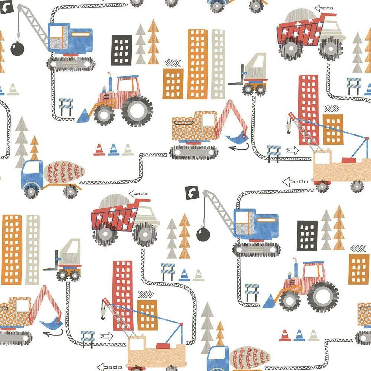 Construction Tiny Tots 2 Nursery Wallpaper - Multicolor