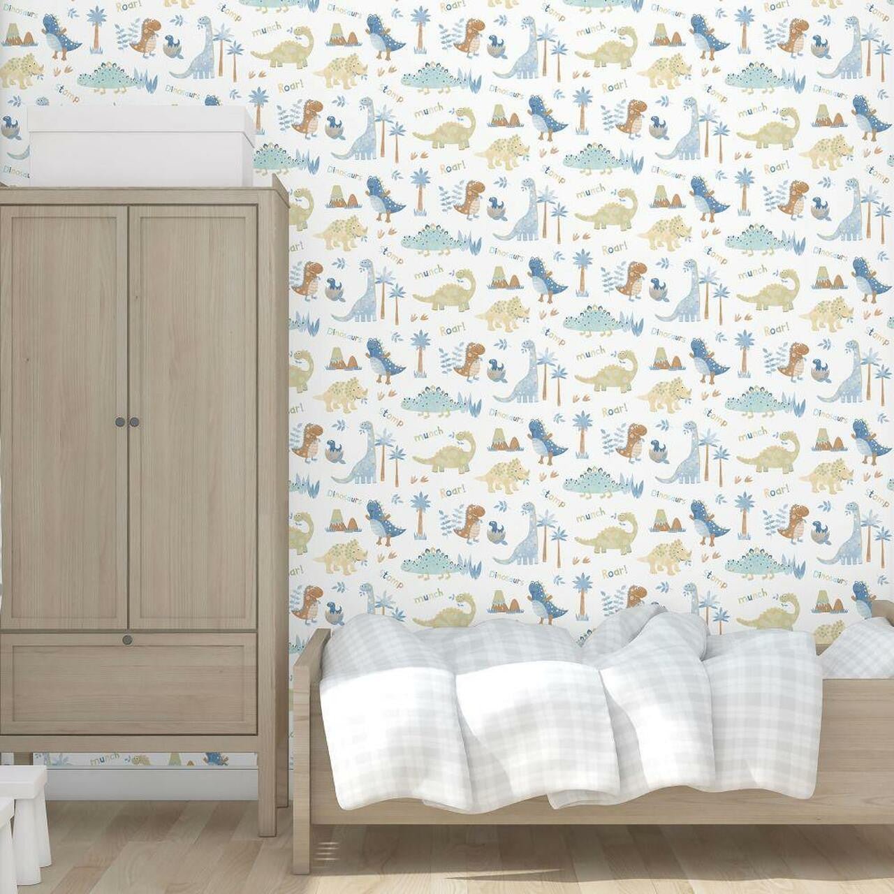 Dinosaurs Tiny Tots 2 Nursery Room Wallpaper - Multicolor