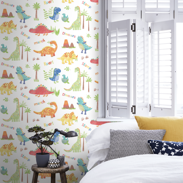 Dinosaurs Nursery Room Wallpaper 3 - Multicolor