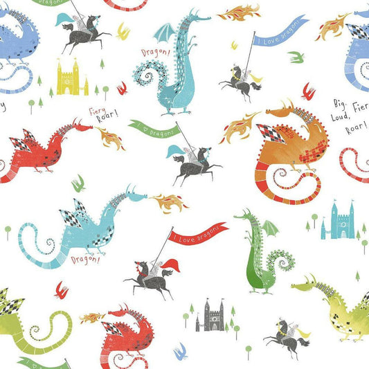 Dragons Tiny Tots 2 Nursery Wallpaper - Multicolor