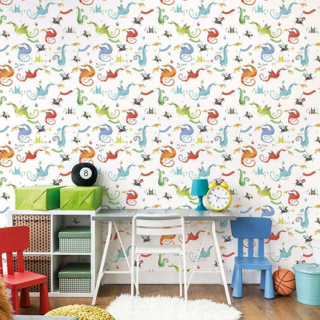 Dragons Tiny Tots 2 Nursery Room Wallpaper - Multicolor