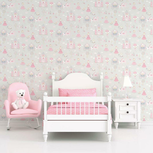 Fairytale Tiny Tots 2 Nursery Room Wallpaper - Pink