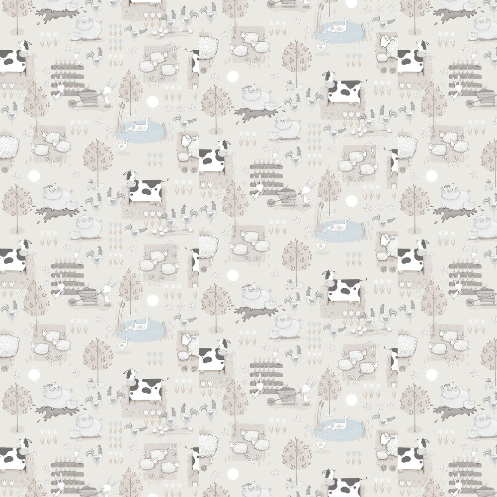 Farmland Nursery Wallpaper - Gray