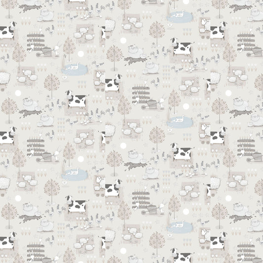 Farmland Nursery Wallpaper - Gray