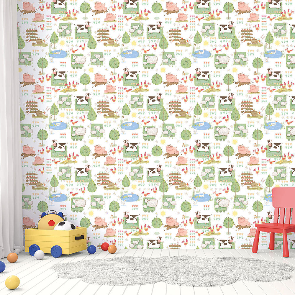 Farmland Nursery Room Wallpaper - Multicolor