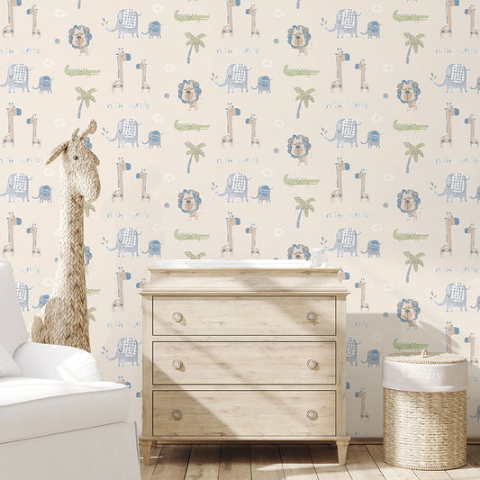 Jungle Friends Nursery Room Wallpaper - Pink