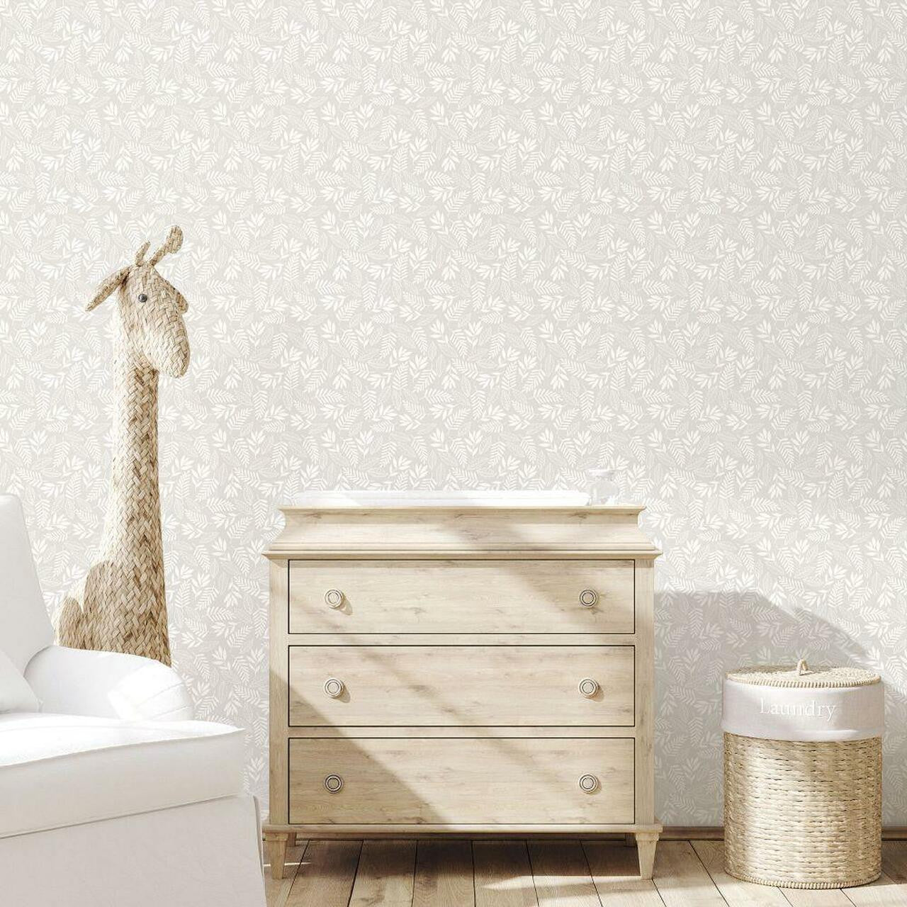 Koala Leaf Tiny Tots 2 Nursery Room Wallpaper - Gray