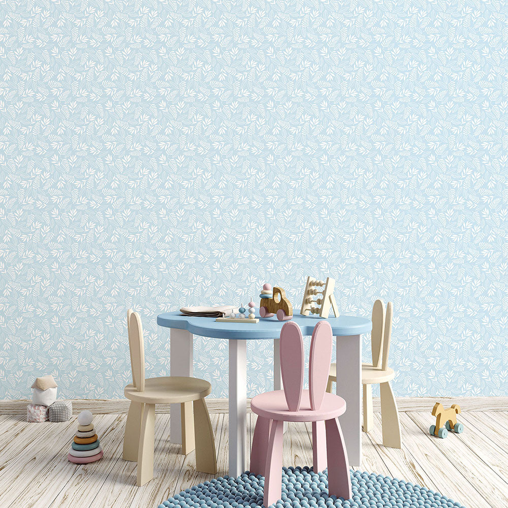 Koala Leaf Nursery Room Wallpaper - Blue