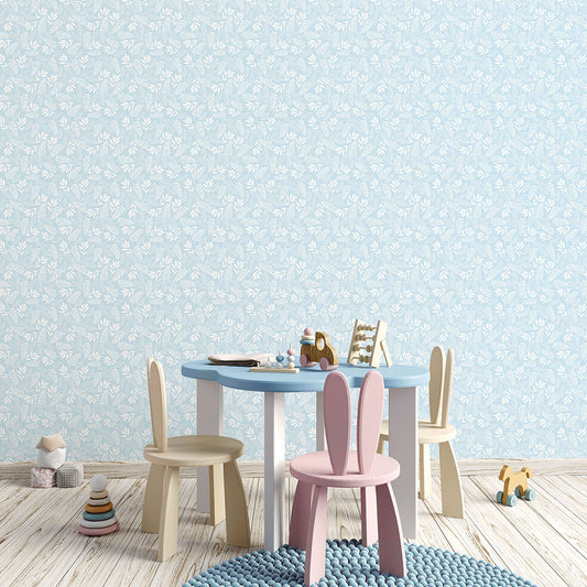 Koala Leaf Nursery Room Wallpaper - Blue