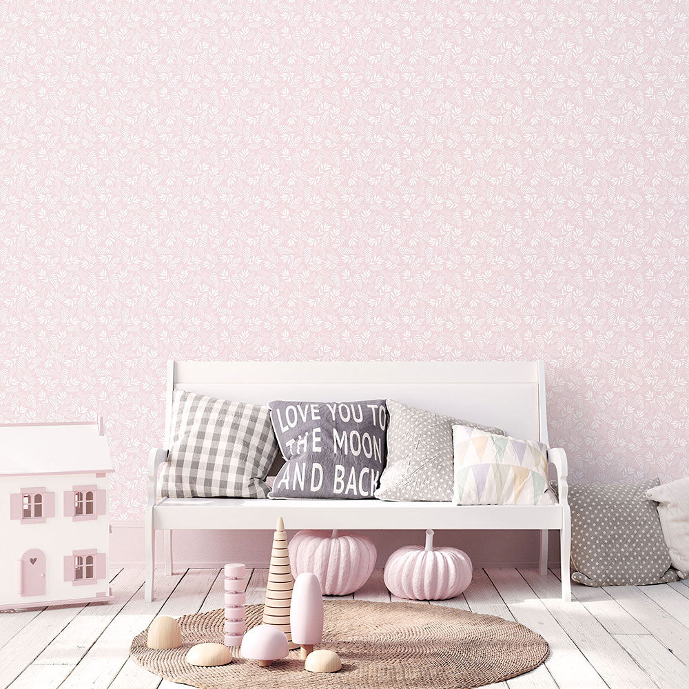 Koala Leaf Nursery Room Wallpaper - Pink