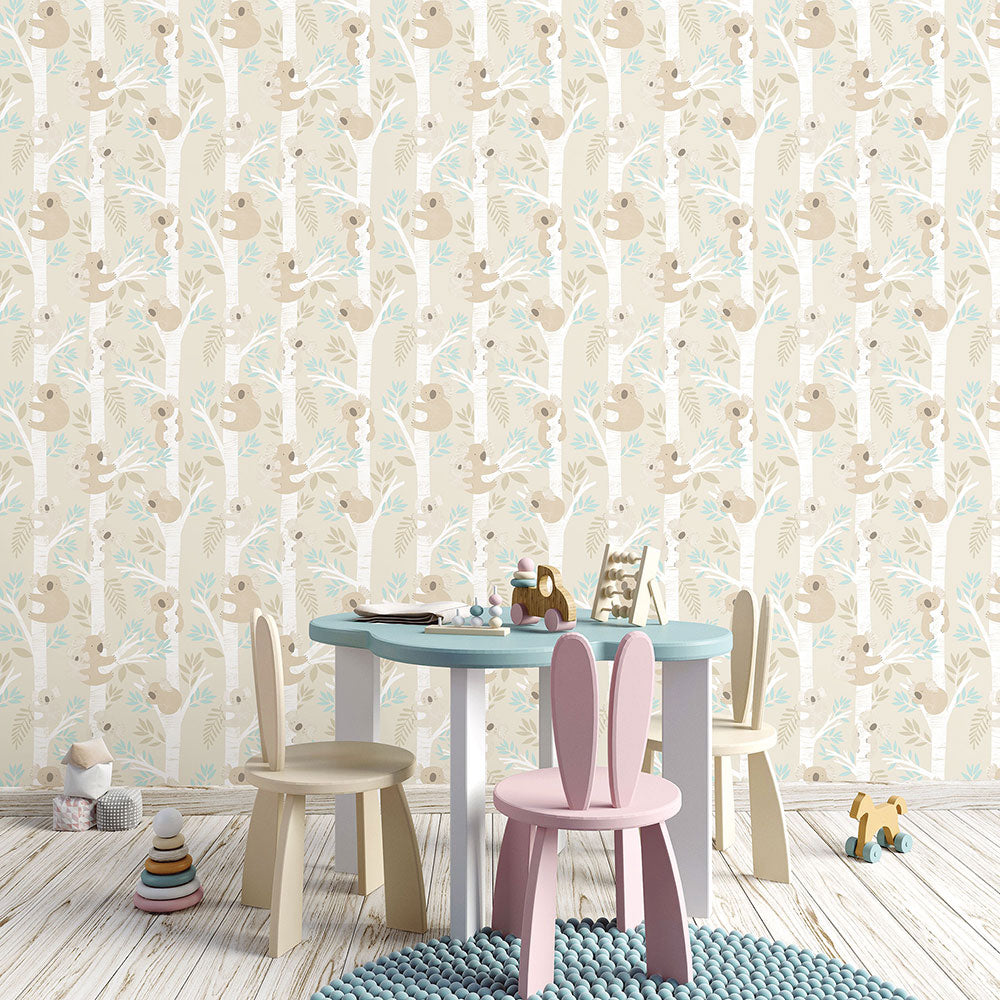 Koalas Nursery Room Wallpaper - Sand