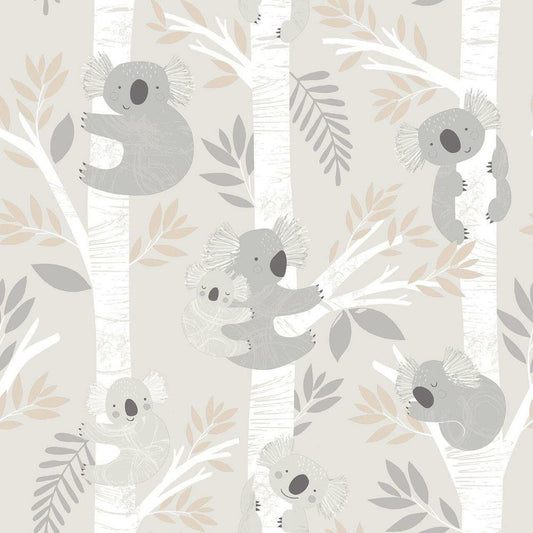 Koalas Tiny Tots 2 Nursery Wallpaper - Gray