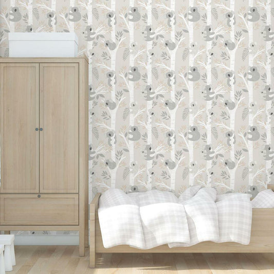 Koalas Tiny Tots 2 Nursery Room Wallpaper - Gray