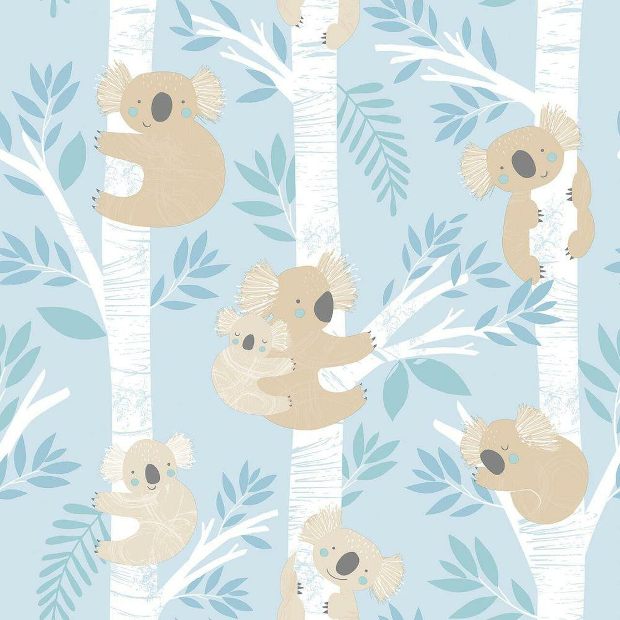 Koalas Tiny Tots 2 Nursery Wallpaper - Blue