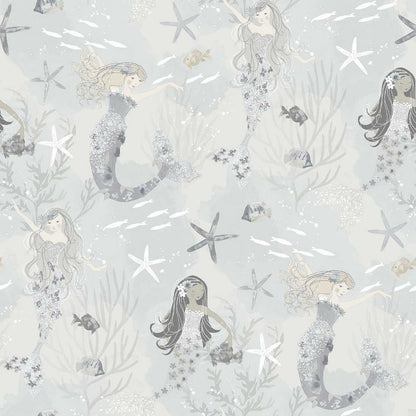 Mermaids Tiny Tots 2 Nursery Wallpaper - Gray