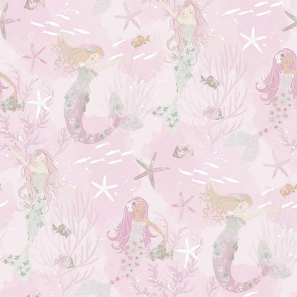 Mermaids Tiny Tots 2 Nursery Wallpaper - Purple