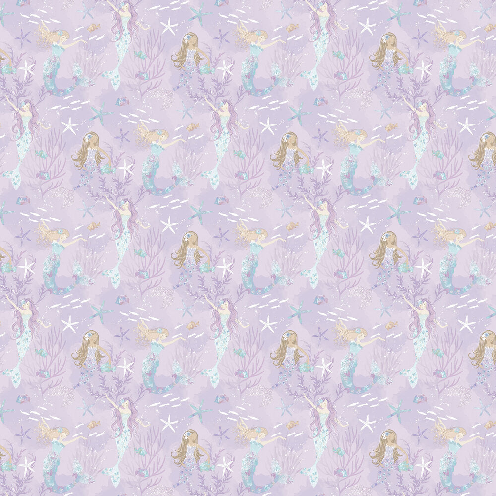 Mermaids Nursery Wallpaper - Purple