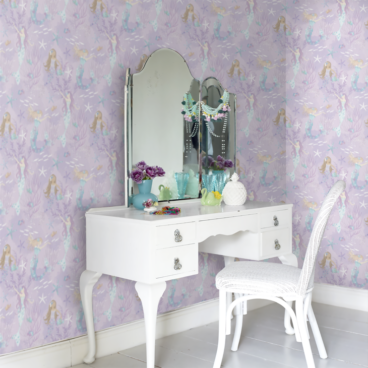 Mermaids Nursery Room Wallpaper 2 - Purple