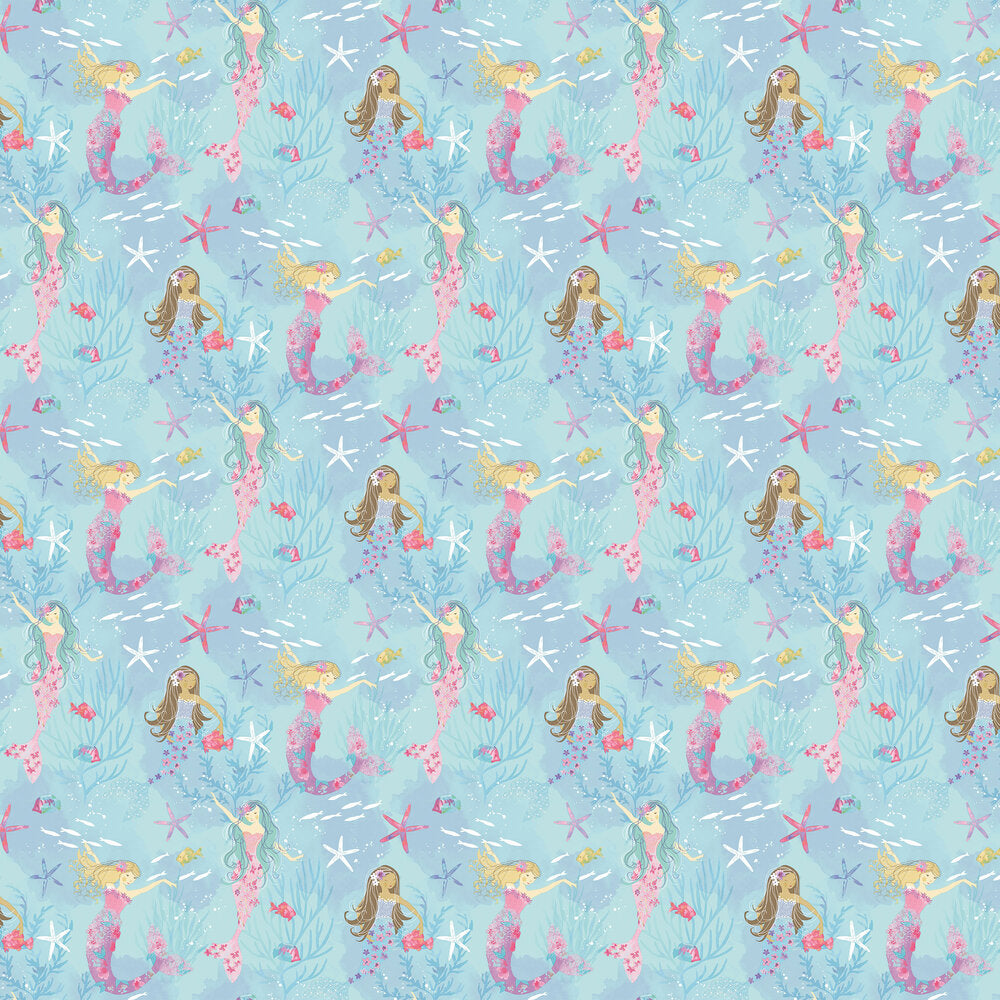 Mermaids Nursery Wallpaper - Blue