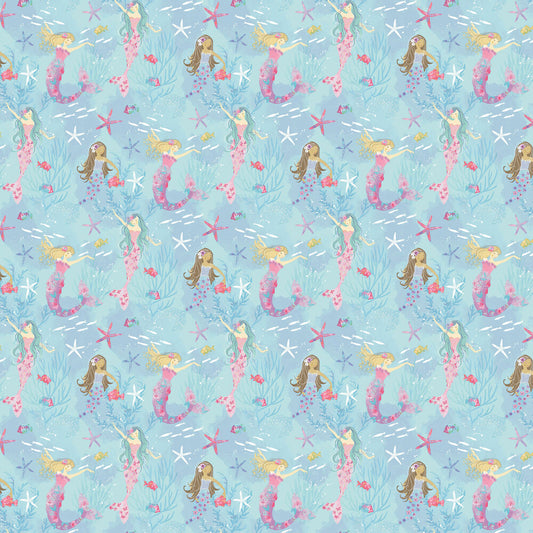 Mermaids Nursery Wallpaper - Blue