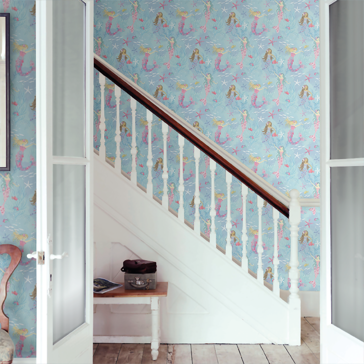 Mermaids Nursery Room Wallpaper 3 - Blue