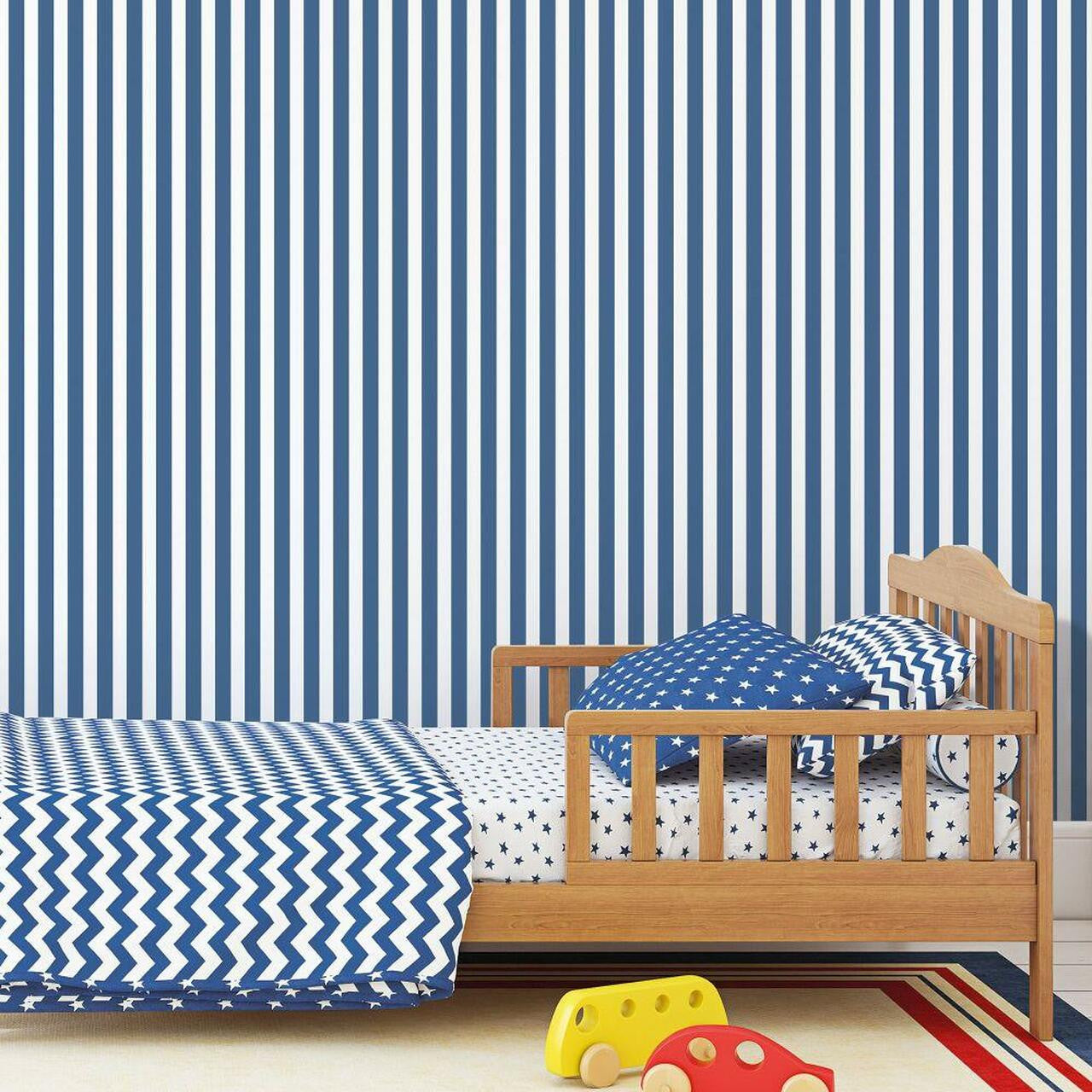 Regency Stripe Tiny Tots 2 Nursery Room Wallpaper - Blue