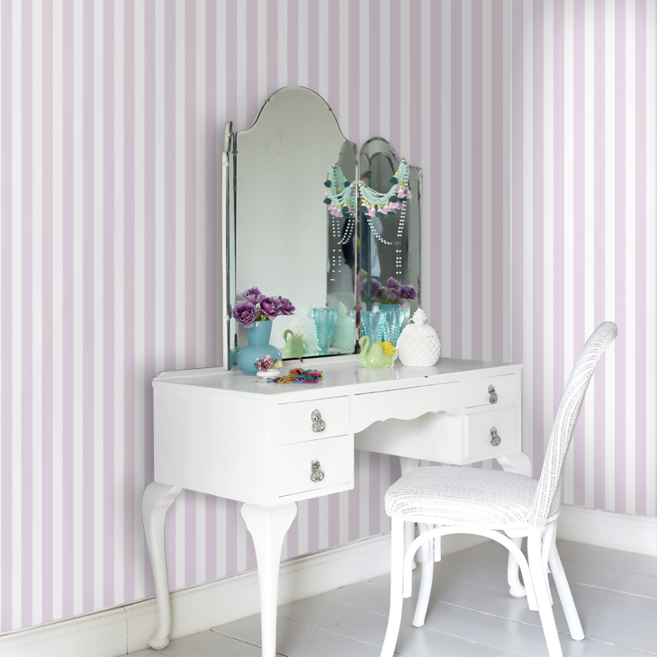Regency Stripe Nursery Room Wallpaper 3 - Purple