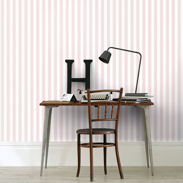 Regency Stripe Nursery Room Wallpaper 3 - Pink