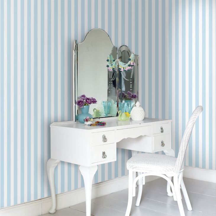 Regency Stripe Nursery Room Wallpaper 4 - Blue