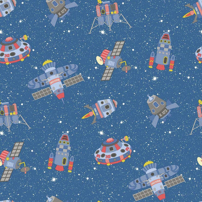 Spaceships Tiny Tots 2 Nursery Wallpaper - Blue