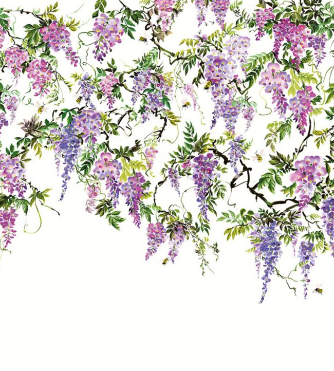 Trailing Wisteria Nursery Wallpaper - Purple