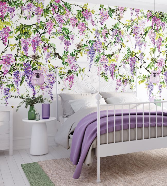 Trailing Wisteria Nursery Room Wallpaper - Purple