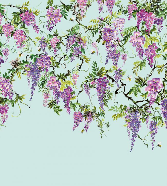 Trailing Wisteria Nursery Wallpaper - Teal