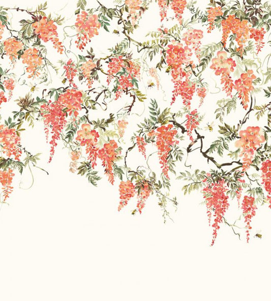 Trailing Wisteria Nursery Wallpaper - Orange