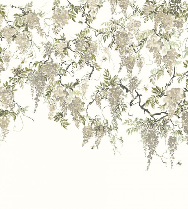 Trailing Wisteria Nursery Wallpaper - Green