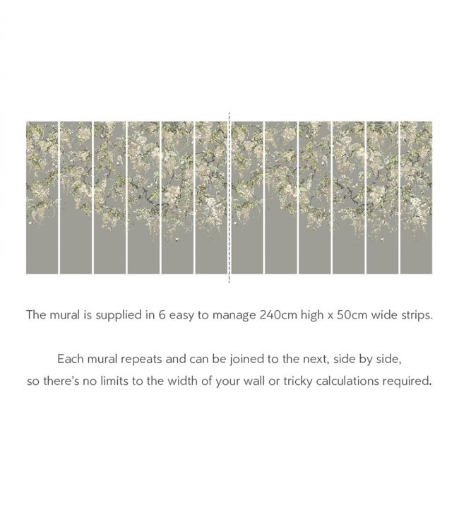 Trailing Wisteria Nursery Room Wallpaper - Gray