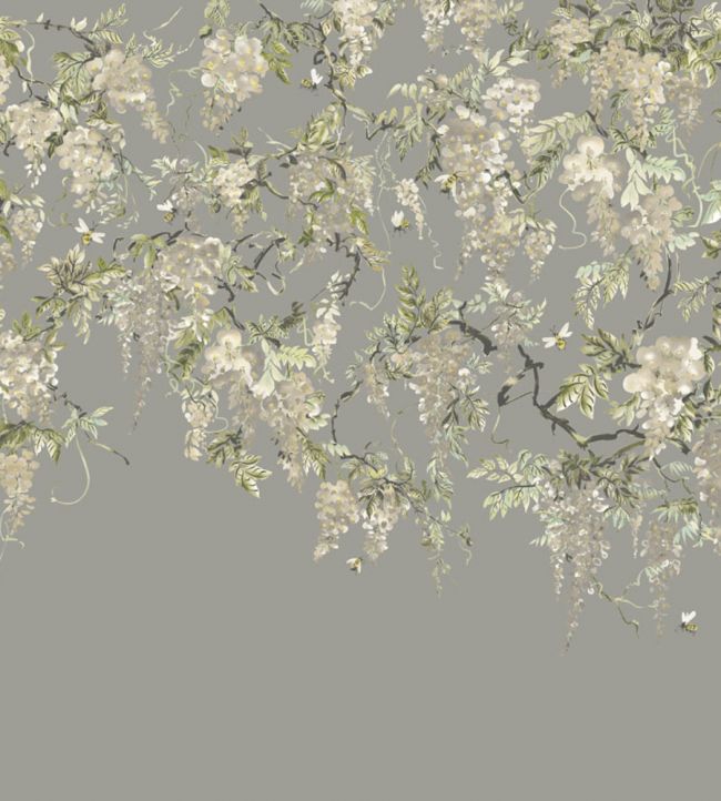 Trailing Wisteria Nursery Wallpaper - Gray