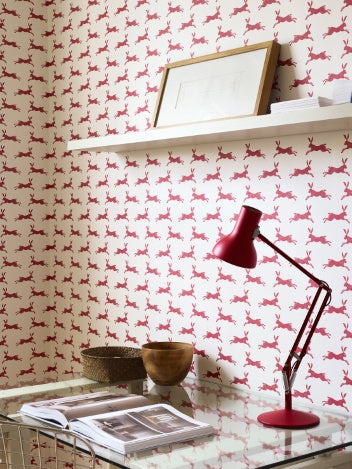 March Hare Nursery Room Wallpaper - Red