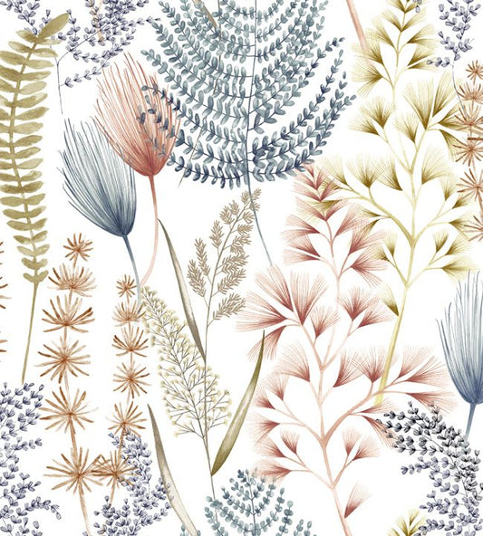 Summer Ferns Nursery Wallpaper - Blue