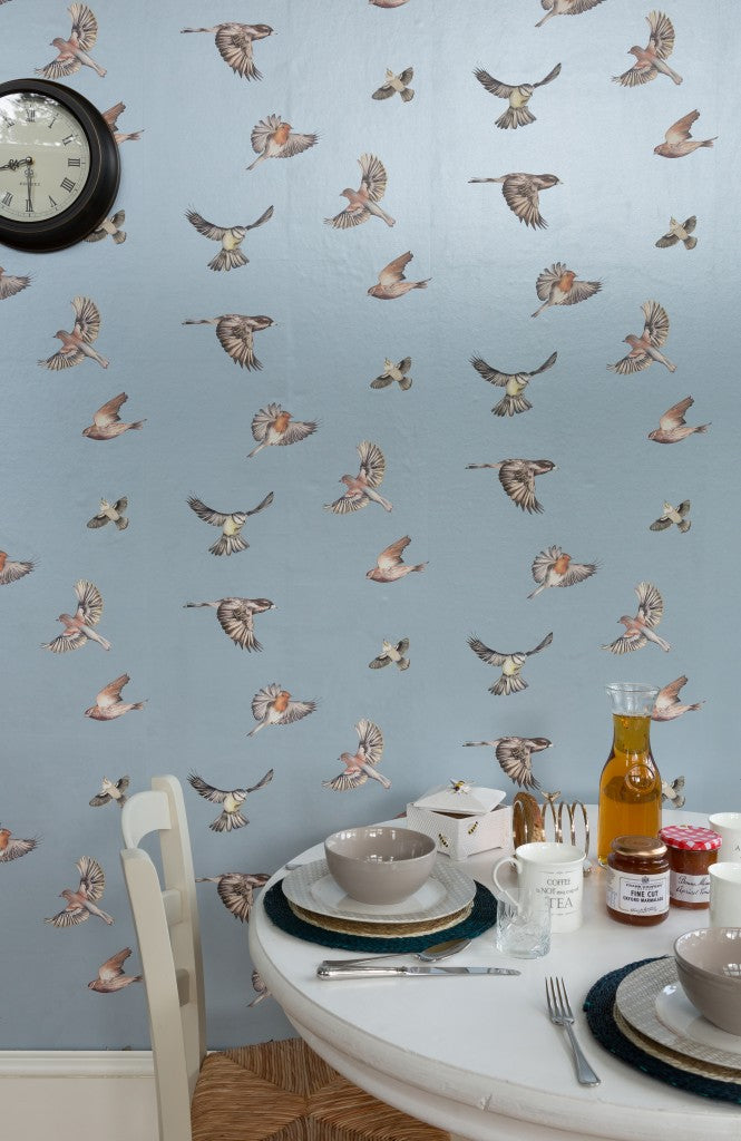 Early Bird Nursery Room Wallpaper 2 - Blue