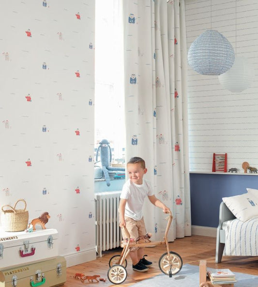 Ours Plage Nursery Room Wallpaper - Silver