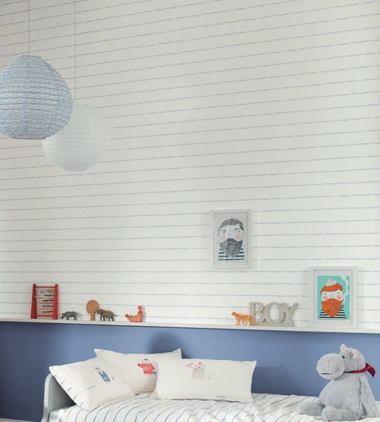 Vague Nursery Room Wallpaper - Blue