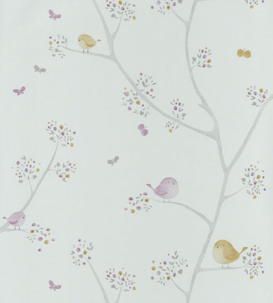 Oiseaux Nursery Wallpaper - Silver