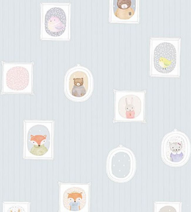 Pano Portraits Nursery Wallpaper - Blue