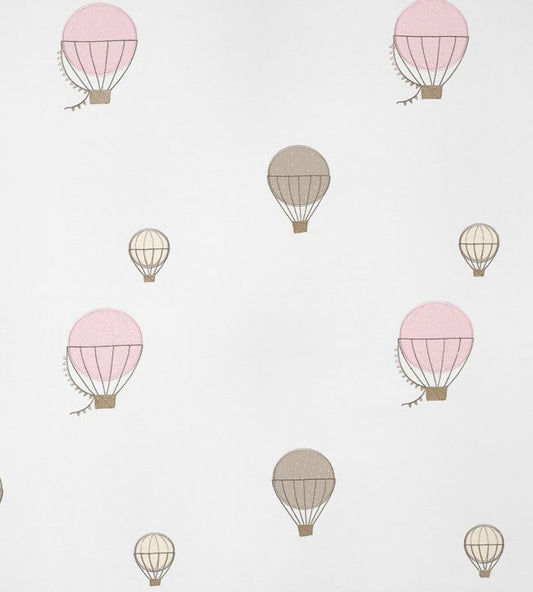Montgolfieres Brodees Nursery Fabric - Pink