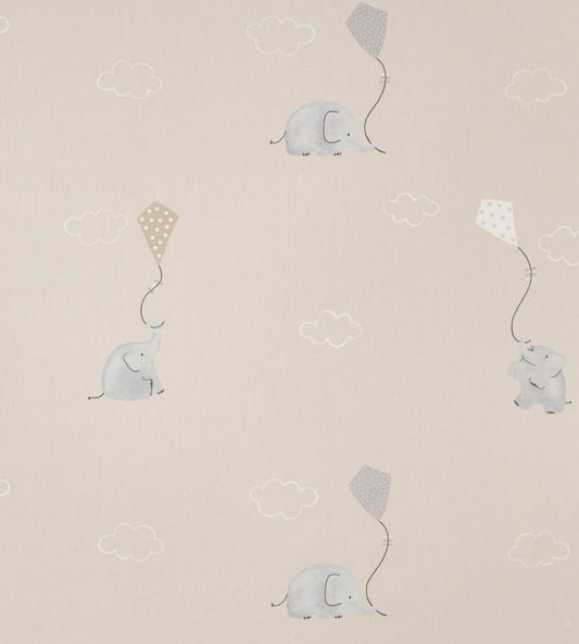 Elephants Nursery Fabric - Cream