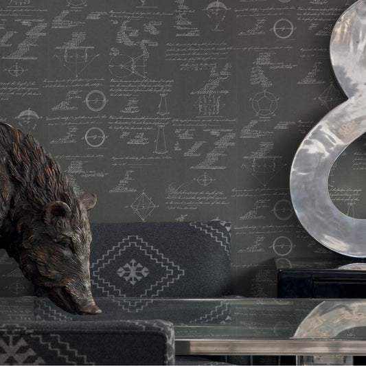Pythagoras Charcoal Nursery Room Wallpaper - Gray