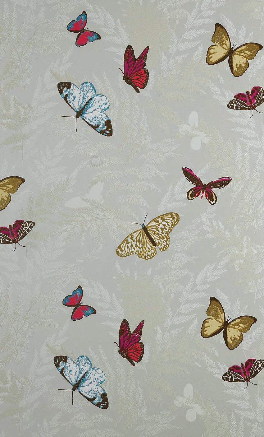 Farfalla Nursery Wallpaper - Silver 