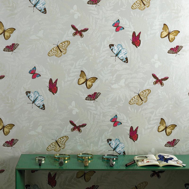 Farfalla Nursery Room Wallpaper - Silver